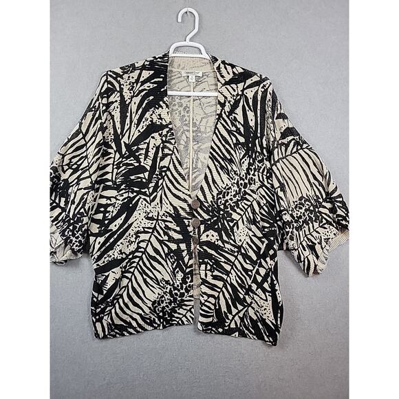 Coldwater Creek Black Ivory Knit Dolman Sleeve Button Up Sweater Women's Plus 3X - Picture 2 of 13